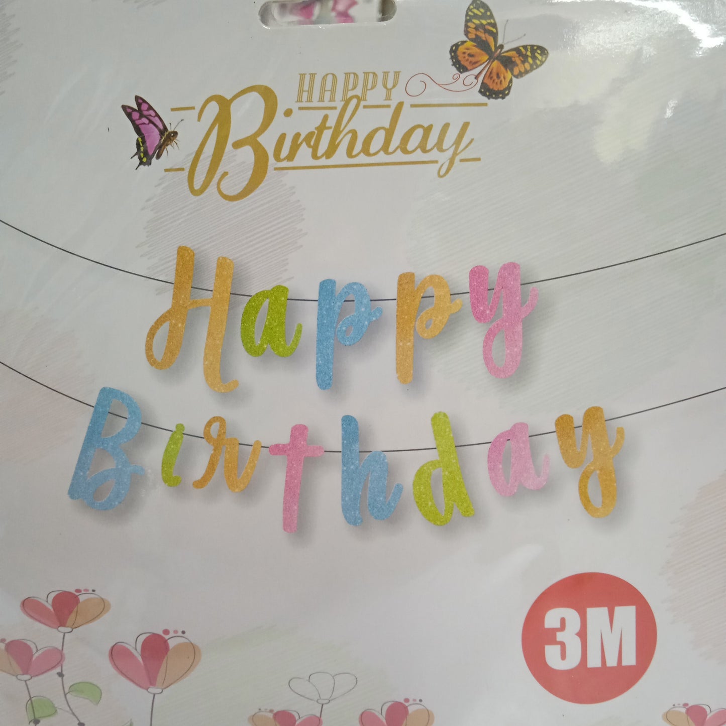 Happy birthday banner cursive glitter