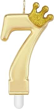 Candle Number Gold with Crown
