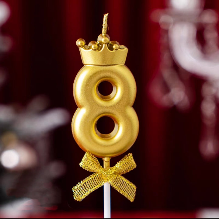 Candle Number Gold with Crown