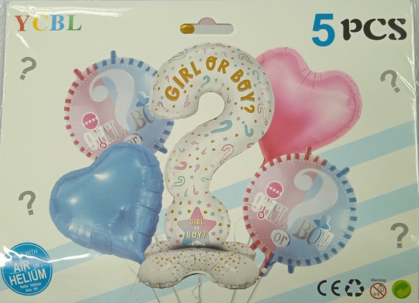 Foil Balloon Set (5in1) Gender Reveal