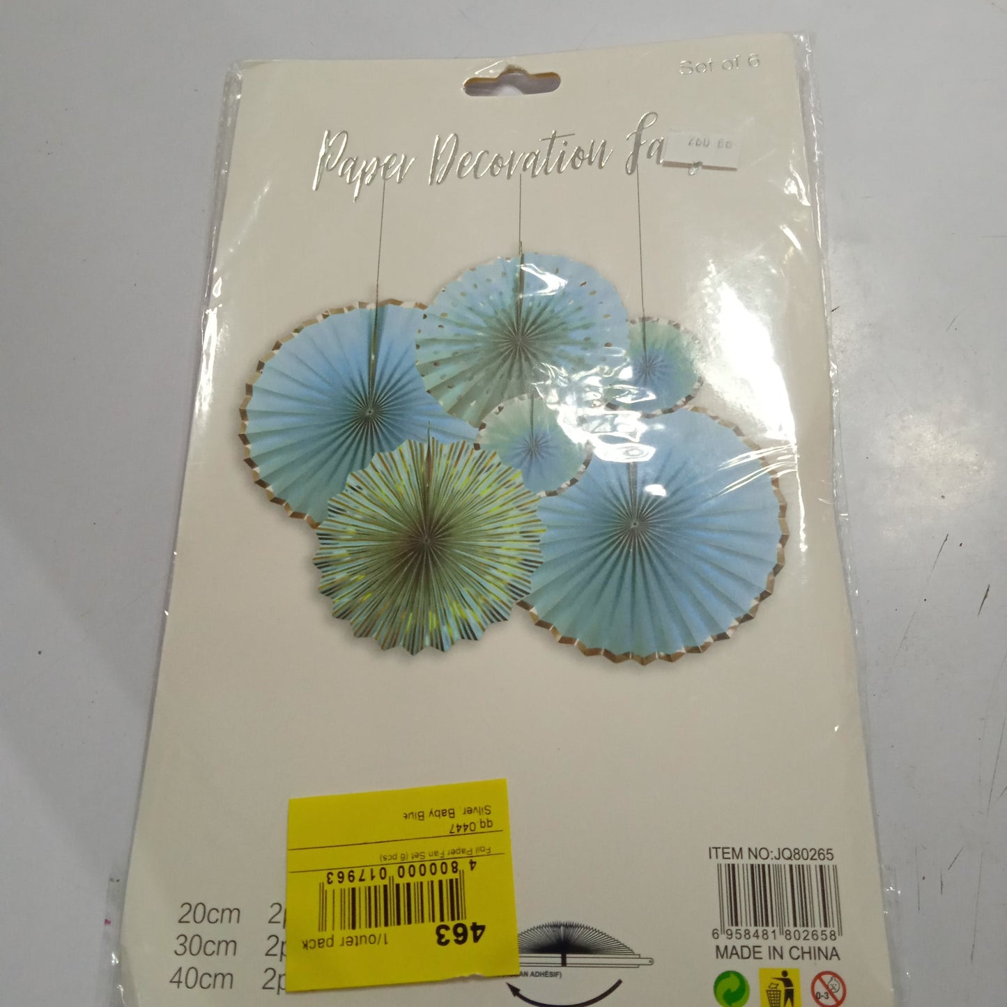 Décor Paper Fan Light Blue Silver Lining