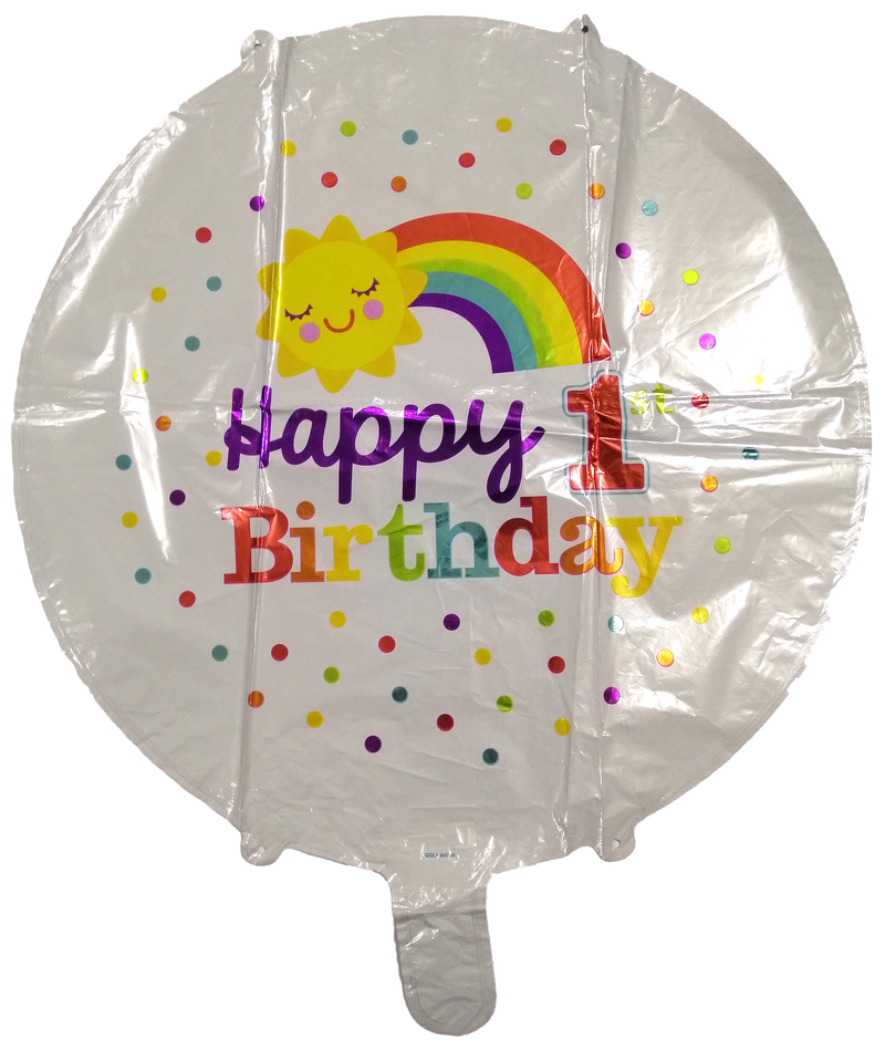 Foil Balloon Round 1st Birthday Rainbow