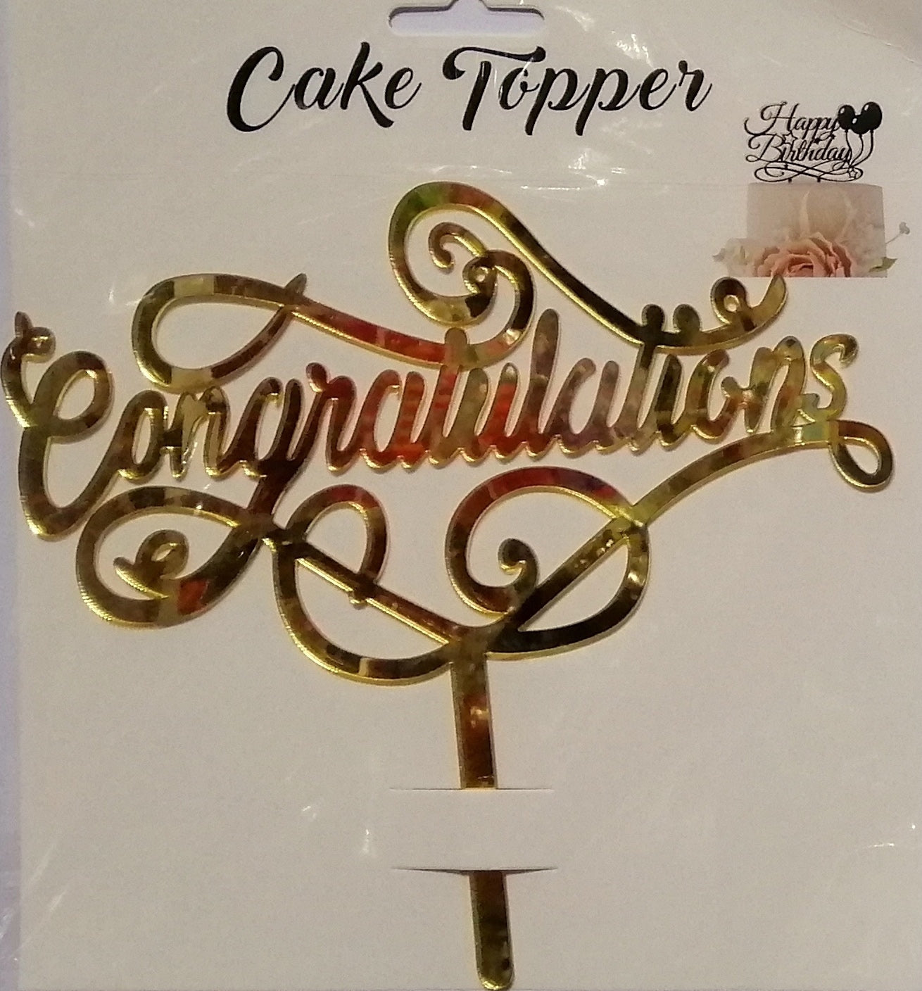 Cake Topper Congratulations Cursive Gold