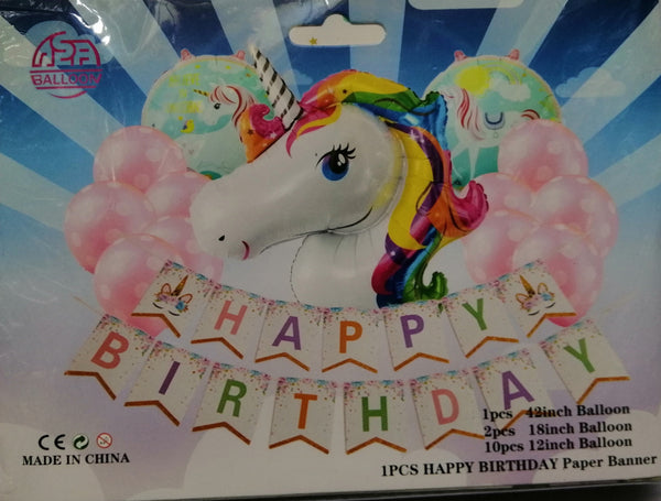 Foil Balloons with Banner Unicorn Party Set
