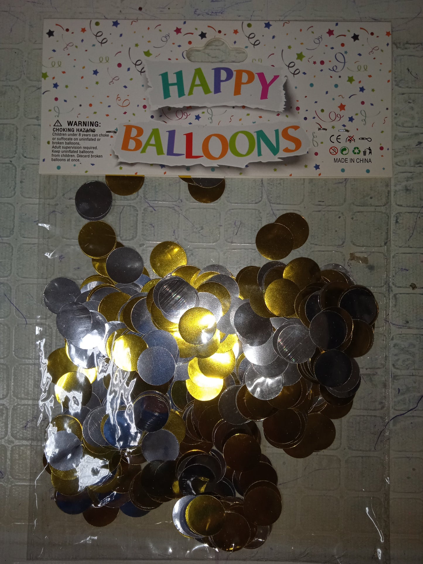 Confetti Gold and Silver Metallic Round