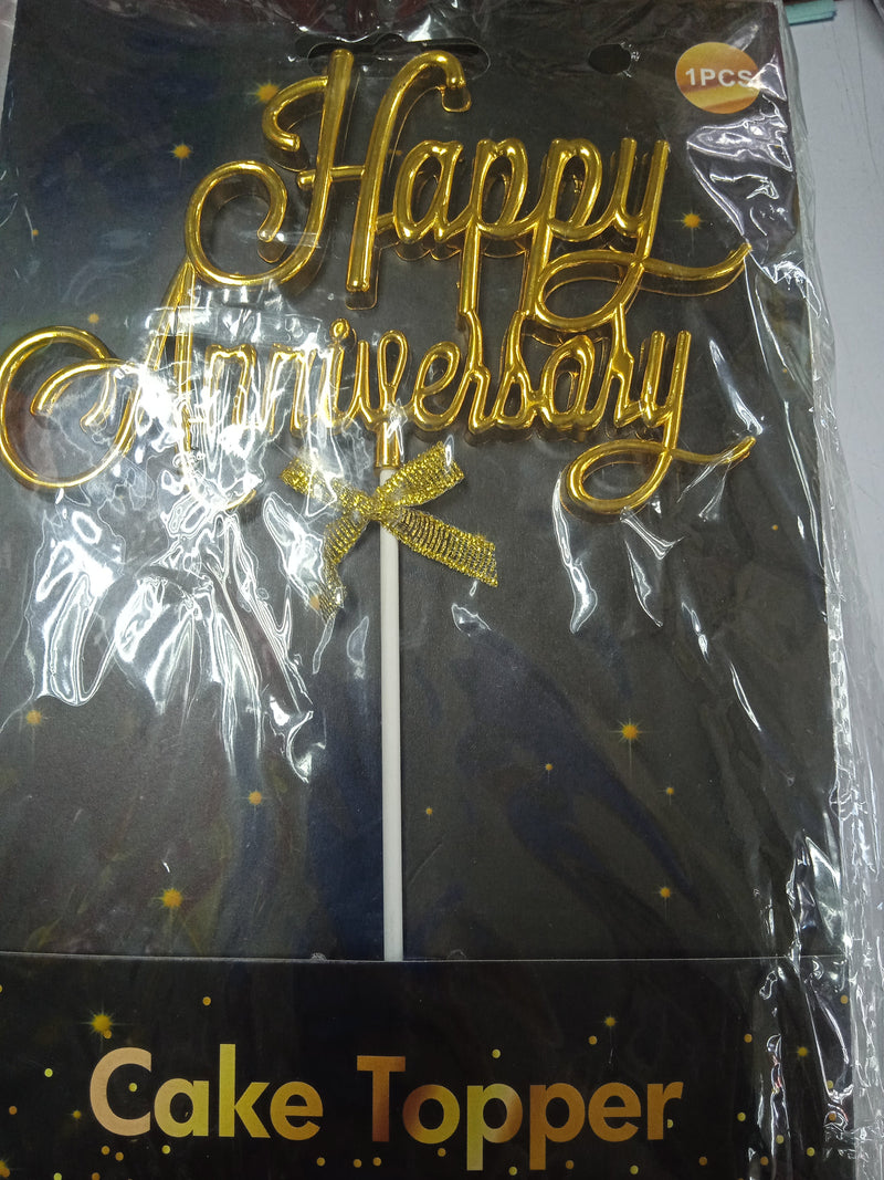 Cake Topper Happy Anniversary Embossed