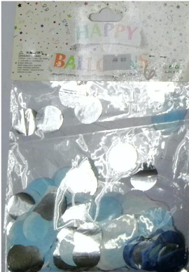 Confetti White / Light Blue / Silver Round