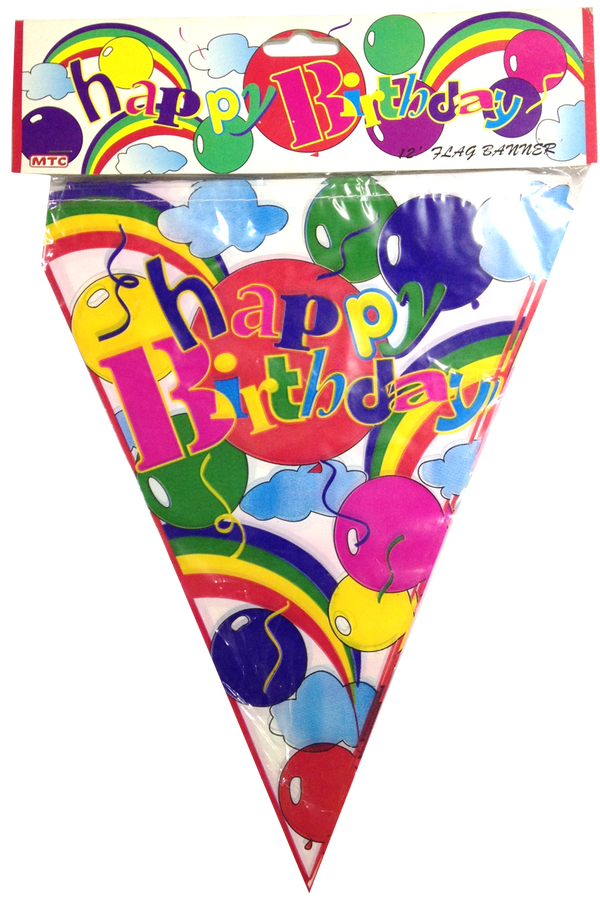 Imported Banner - Banderitas Flaglets Balloon Design Happy Birthday