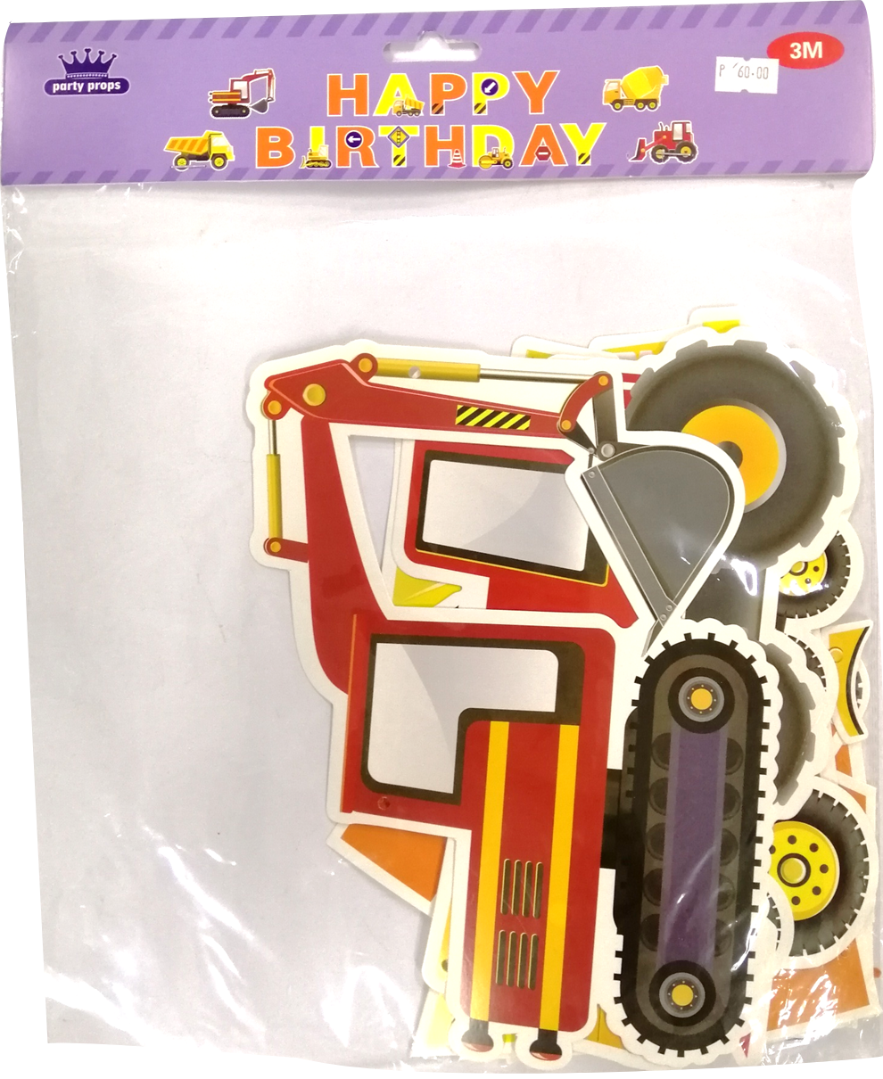 Banner Cutout Construction Happy Birthday