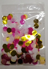 Confetti White, Pink, Gold Round