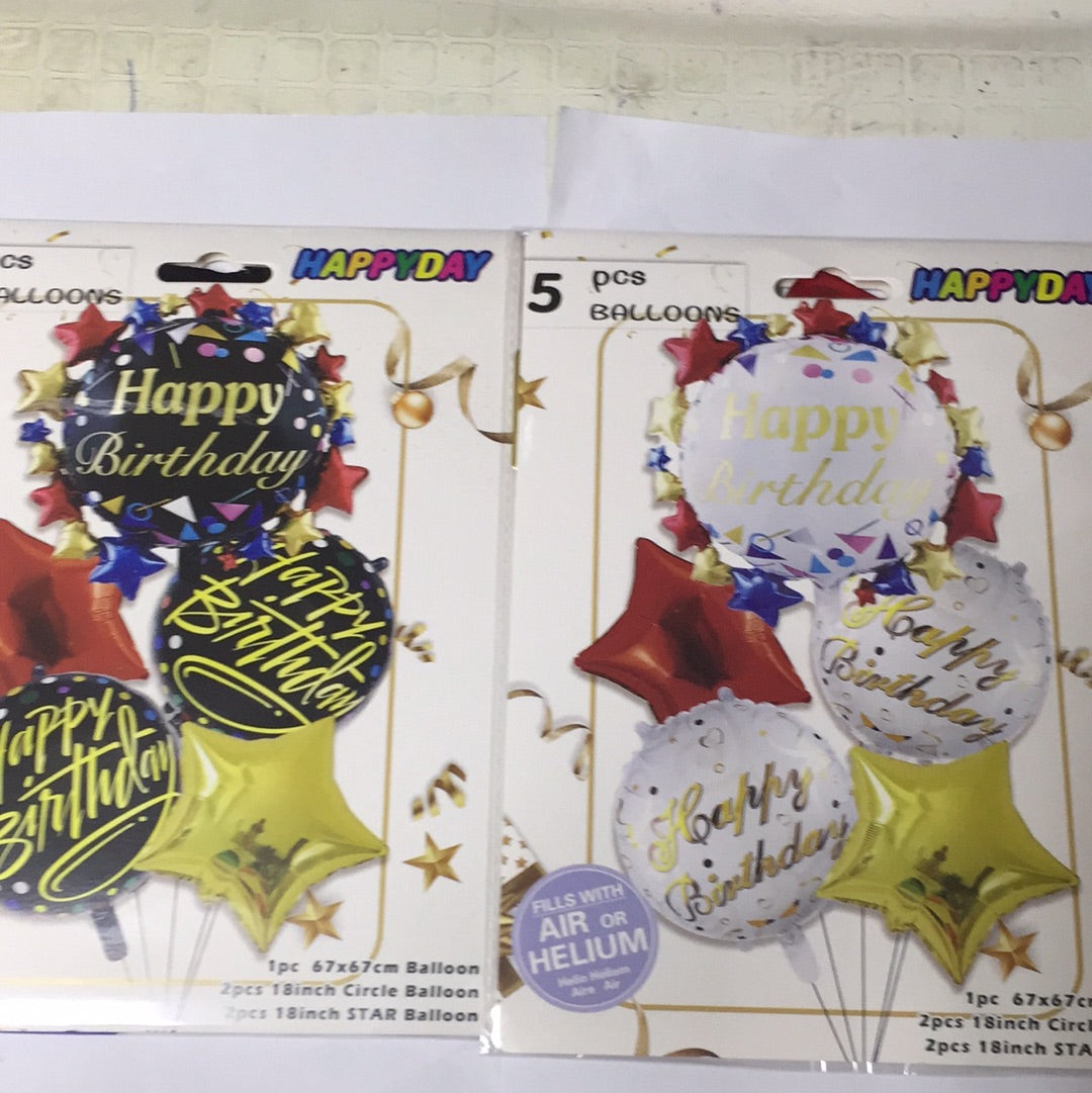 Foil Balloon Set (5in1) Happy Birthday