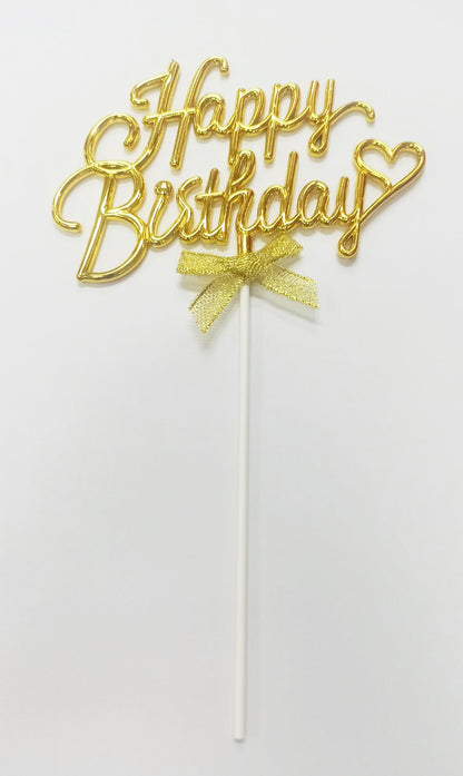 Cake Topper Happy Birthday Cursive Embossed