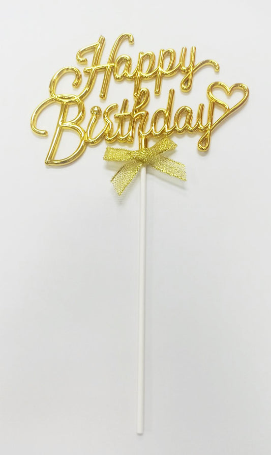Cake Topper Happy Birthday Cursive Embossed