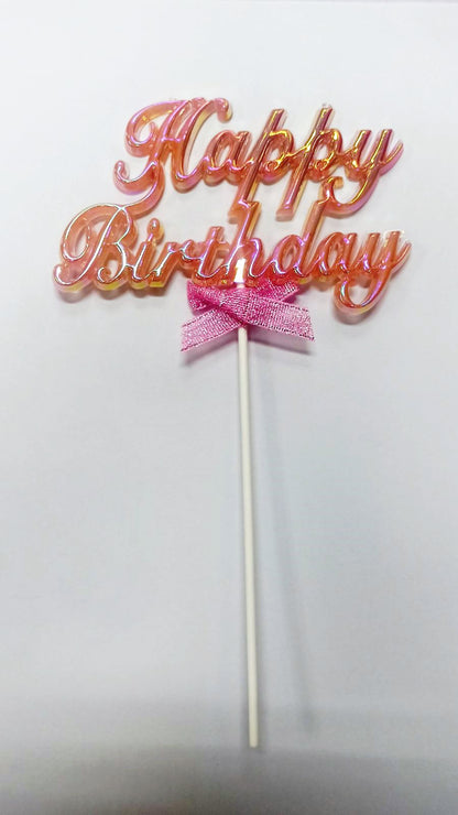 Cake Topper Happy Birthday Cursive Embossed