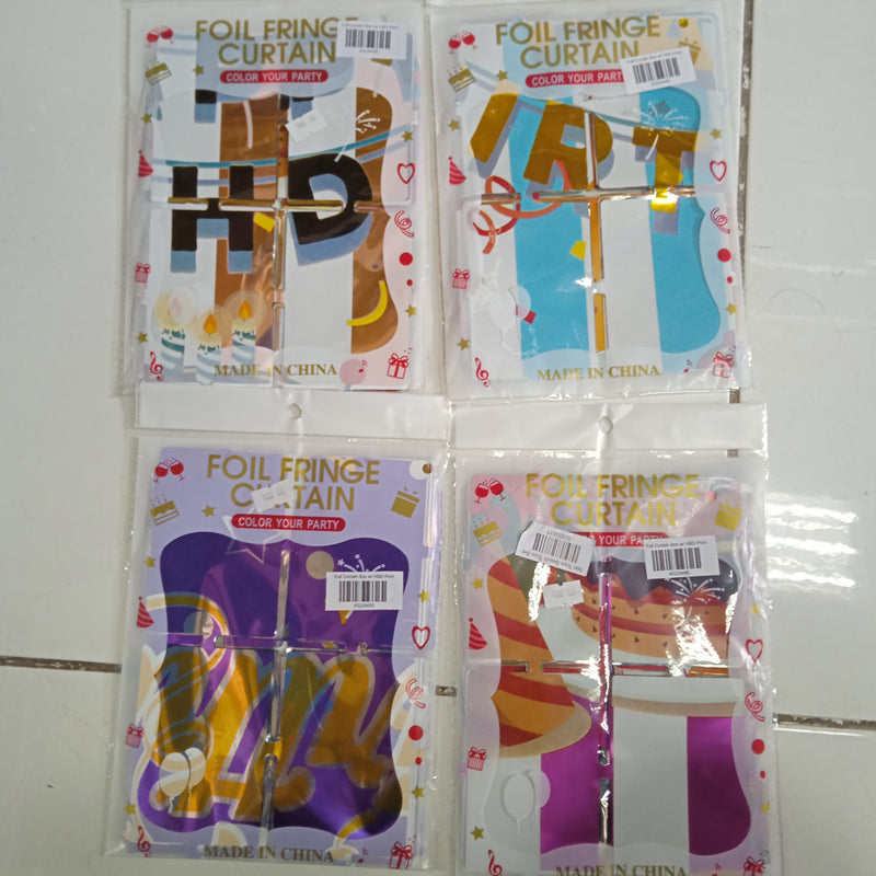 Foil Curtain Box with Happy Birthday Print