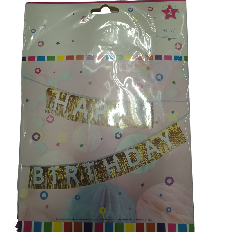 Banner with Foil Curtain Happy Birthday