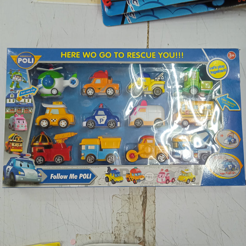 Toy poli car set 12in1