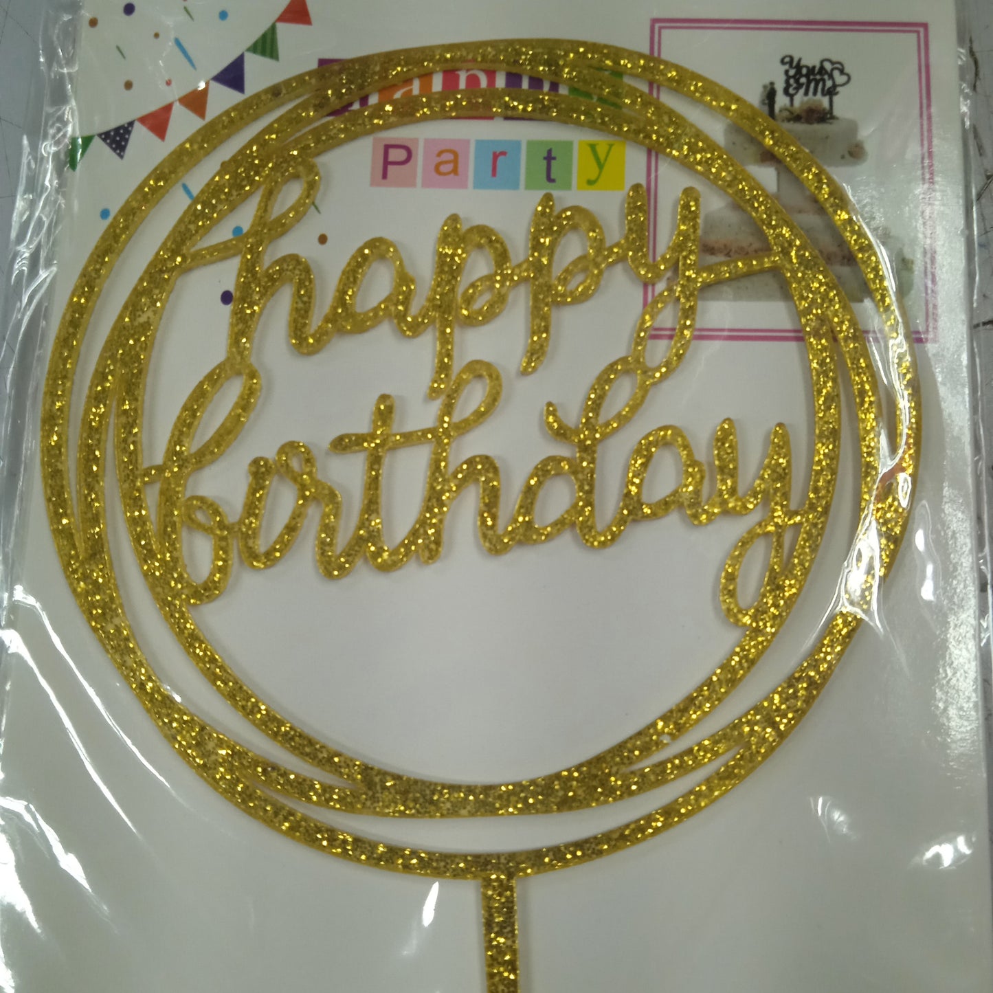 Cake topper round cursive