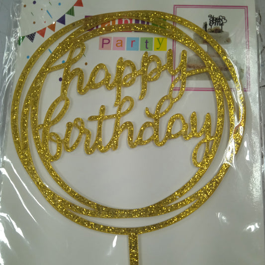 Cake topper round cursive