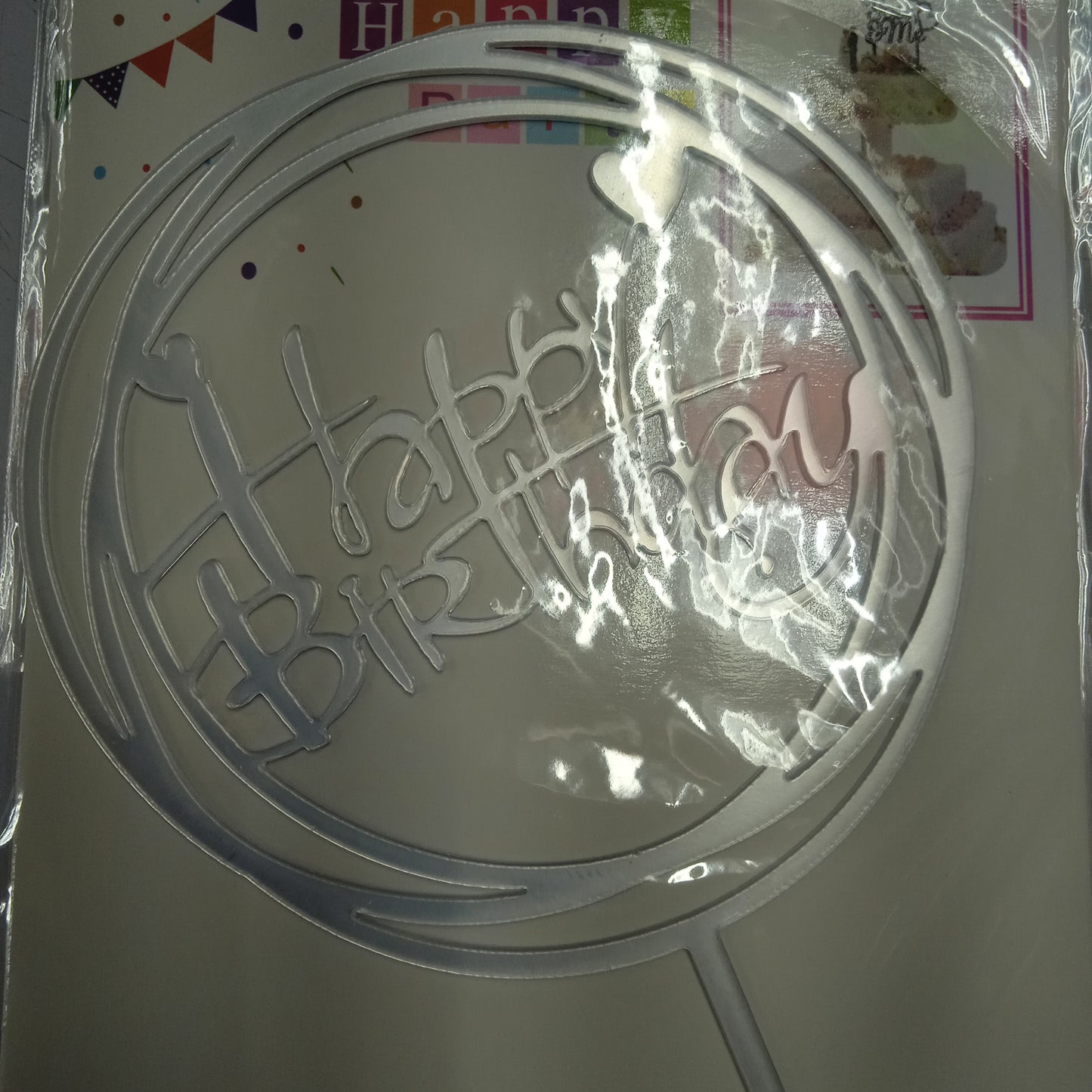 Cake topper round cursive