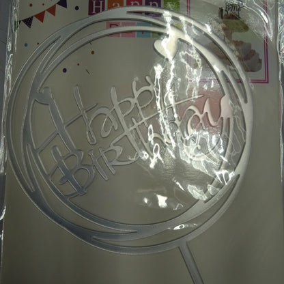 Cake topper round cursive