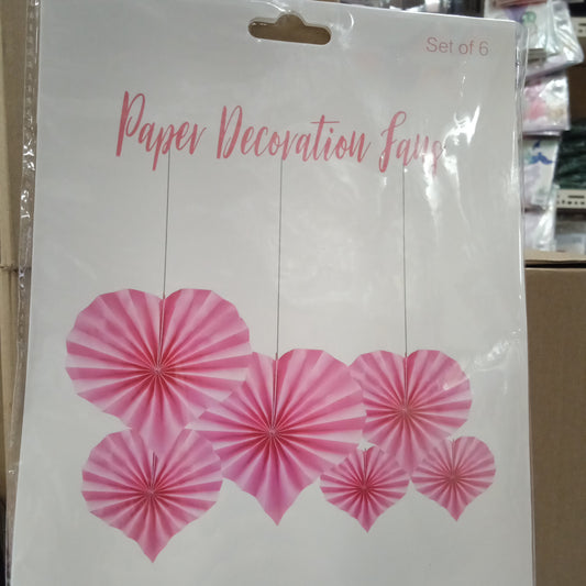 Paper fan x 6 Heart shape