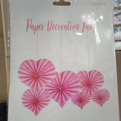 Paper fan x 6 Heart shape