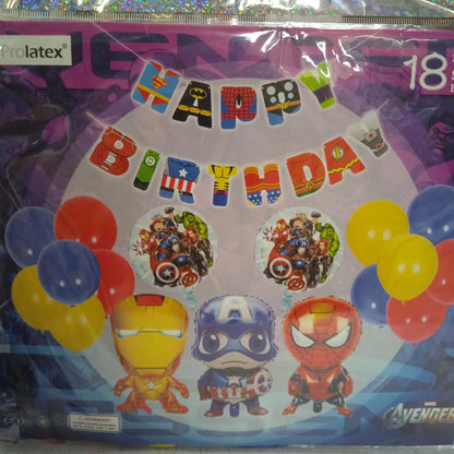 Foil Balloons with Banner Happy Birthday with Different Character