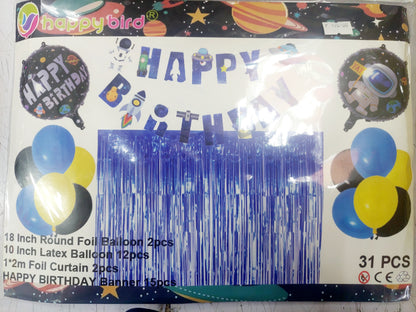 Foil Balloons Set with Banner and Curtain