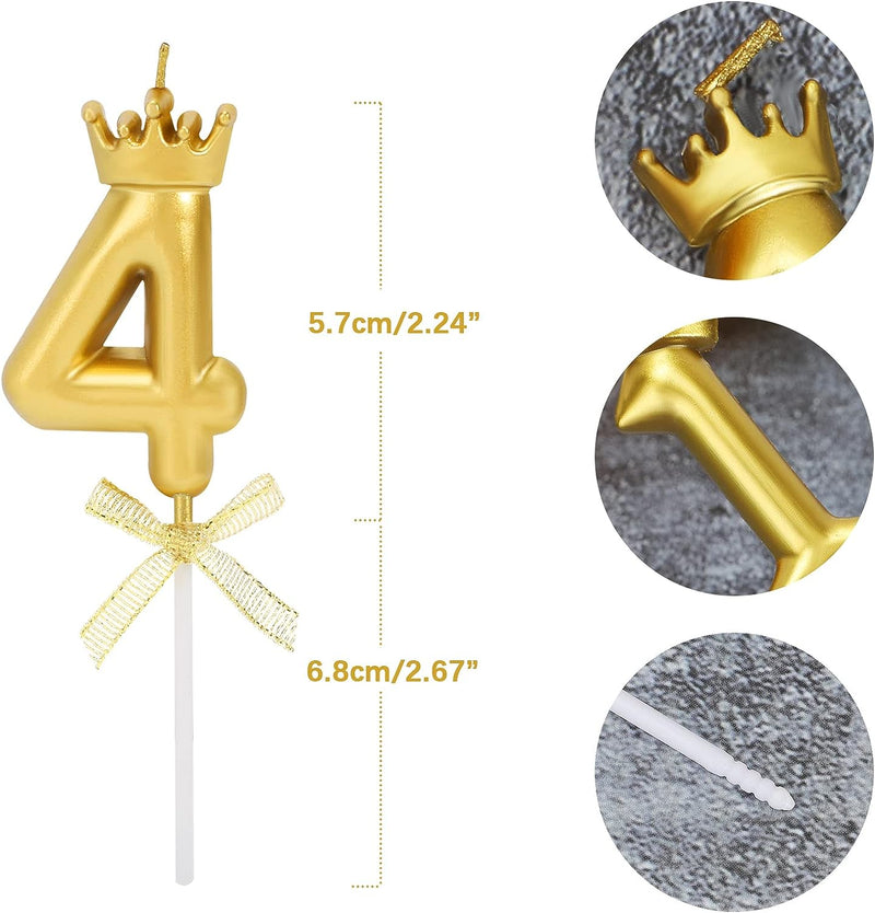 Candle Number Gold with Crown