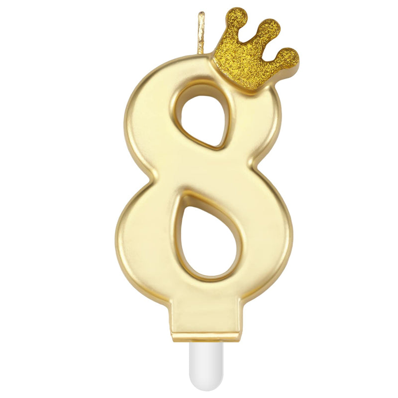 Candle Number Gold with Crown