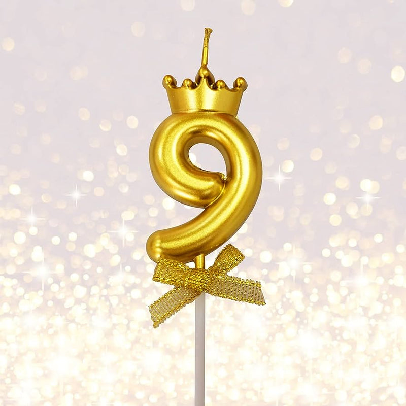 Candle Number Gold with Crown