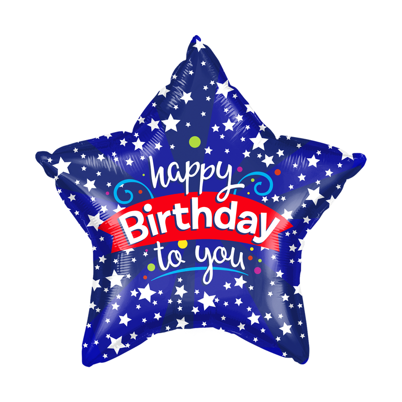 Foil Balloons Round & Stars Happy Birthday