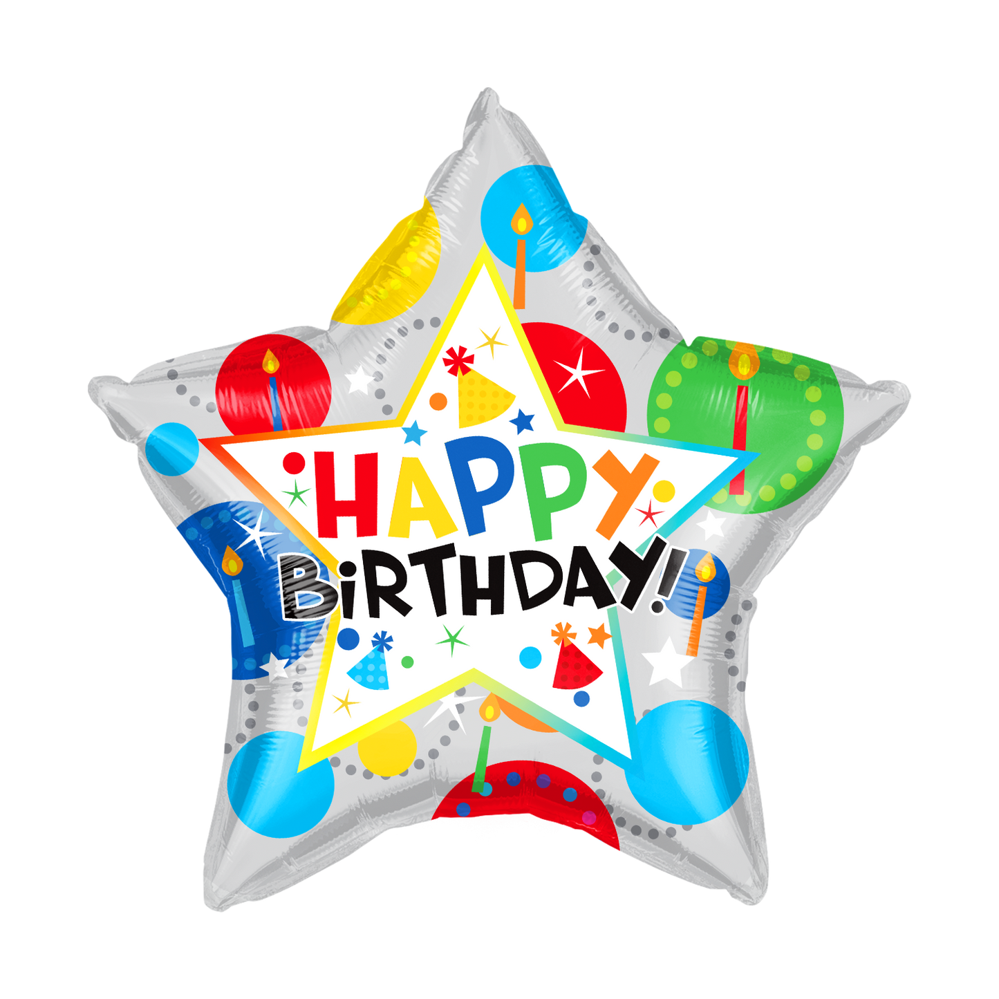 Foil Balloons Round & Stars Happy Birthday