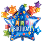 Foil Balloons Round & Stars Happy Birthday