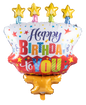 Foil Balloons Round & Stars Happy Birthday