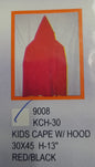 Cape w/hood red/black 9008 Halloween costume