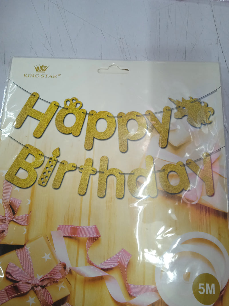 Banner cutout glitter happy birthday