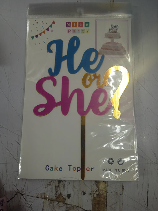 Cake topper He or She