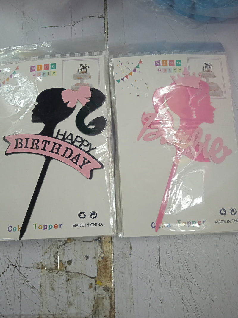 Cake topper happy birthday barbie