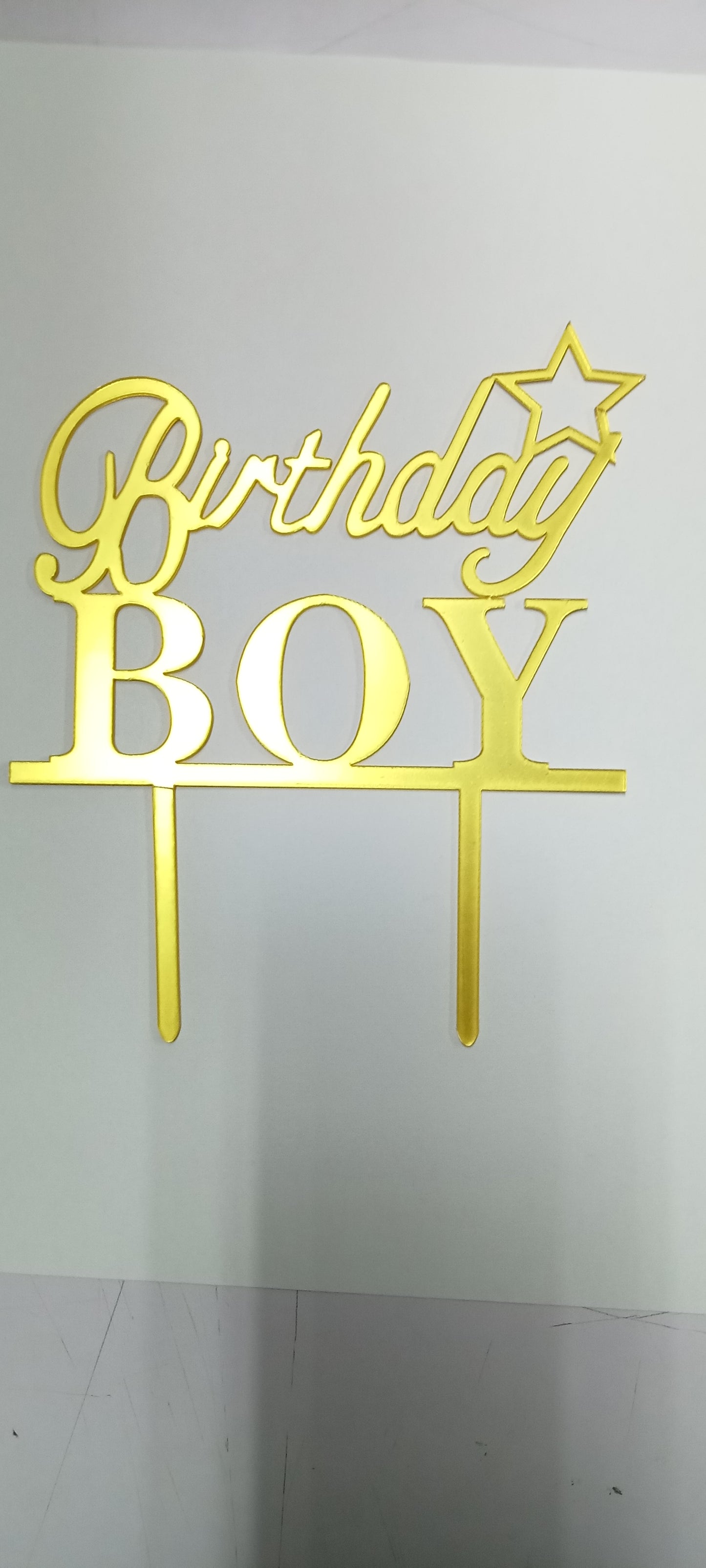 Cake Topper Birthday Boy Gold Acrylic