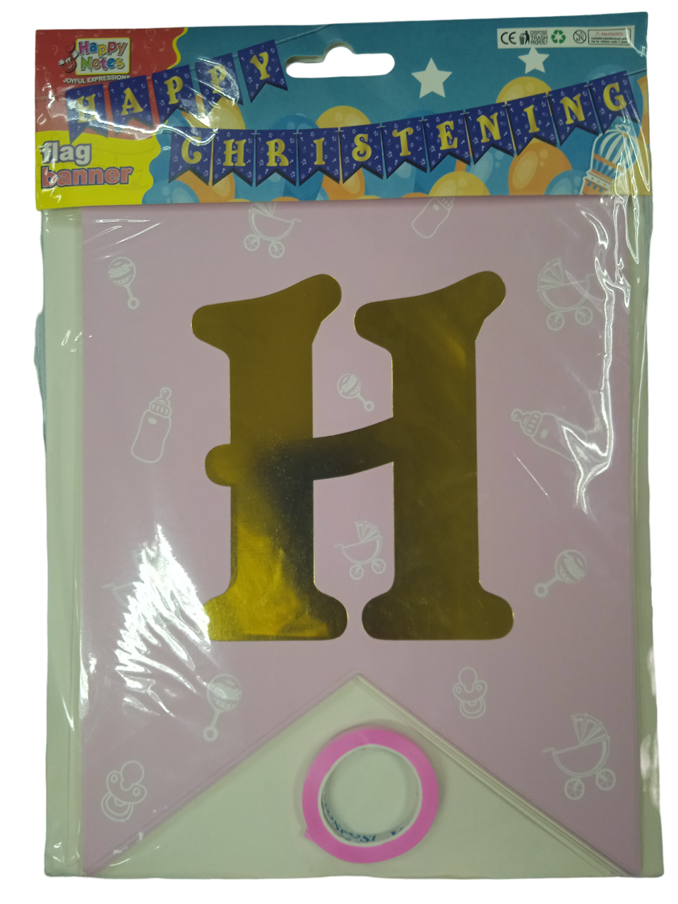 Banner Happy Christening w/ Gold Letters – MACL Balloons and Party ...