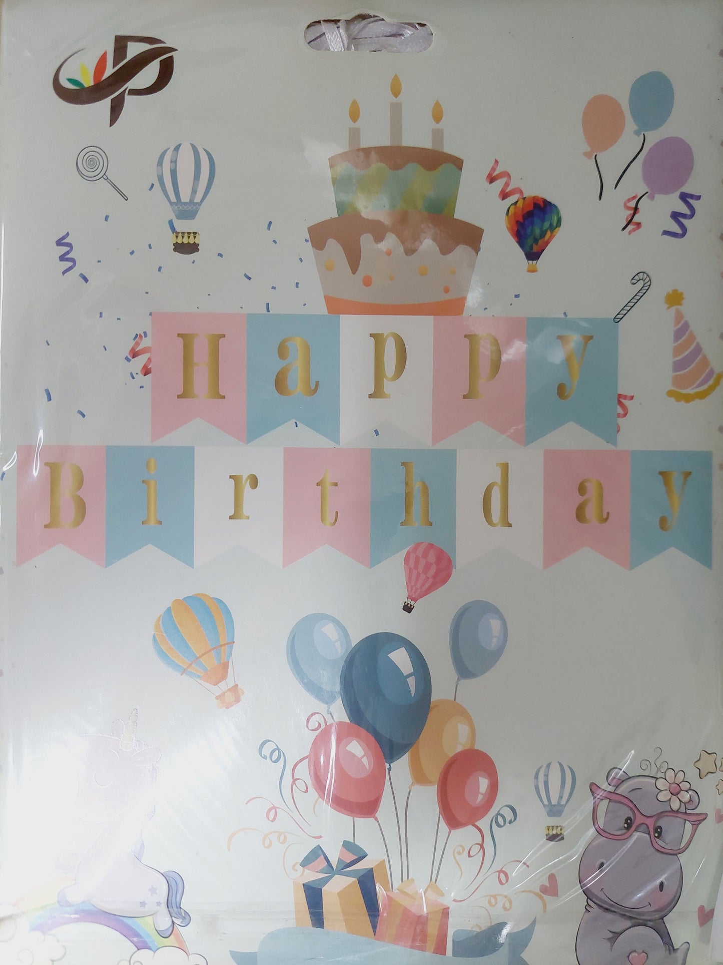 Happy Birthday Banner Big           Pink/Blue/White