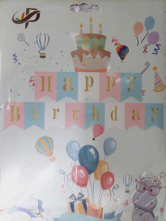 Happy Birthday Banner Big           Pink/Blue/White