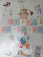 Happy Birthday Banner Big           Pink/Blue/White