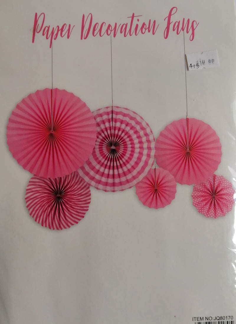 Décor Paper Fan Spiral & Plain Design Pink