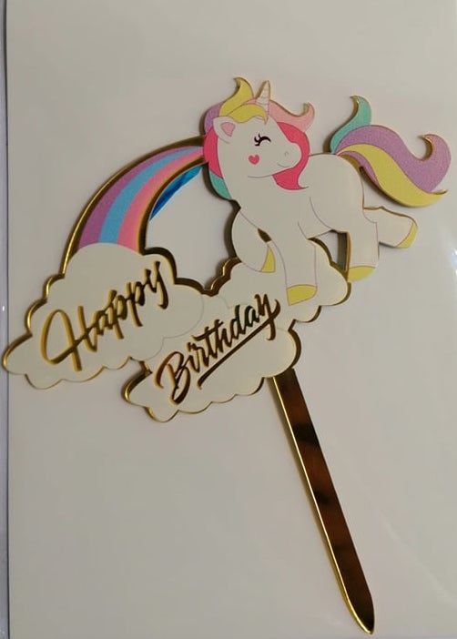 Cake Topper Unicorn Rainbow Acrylic