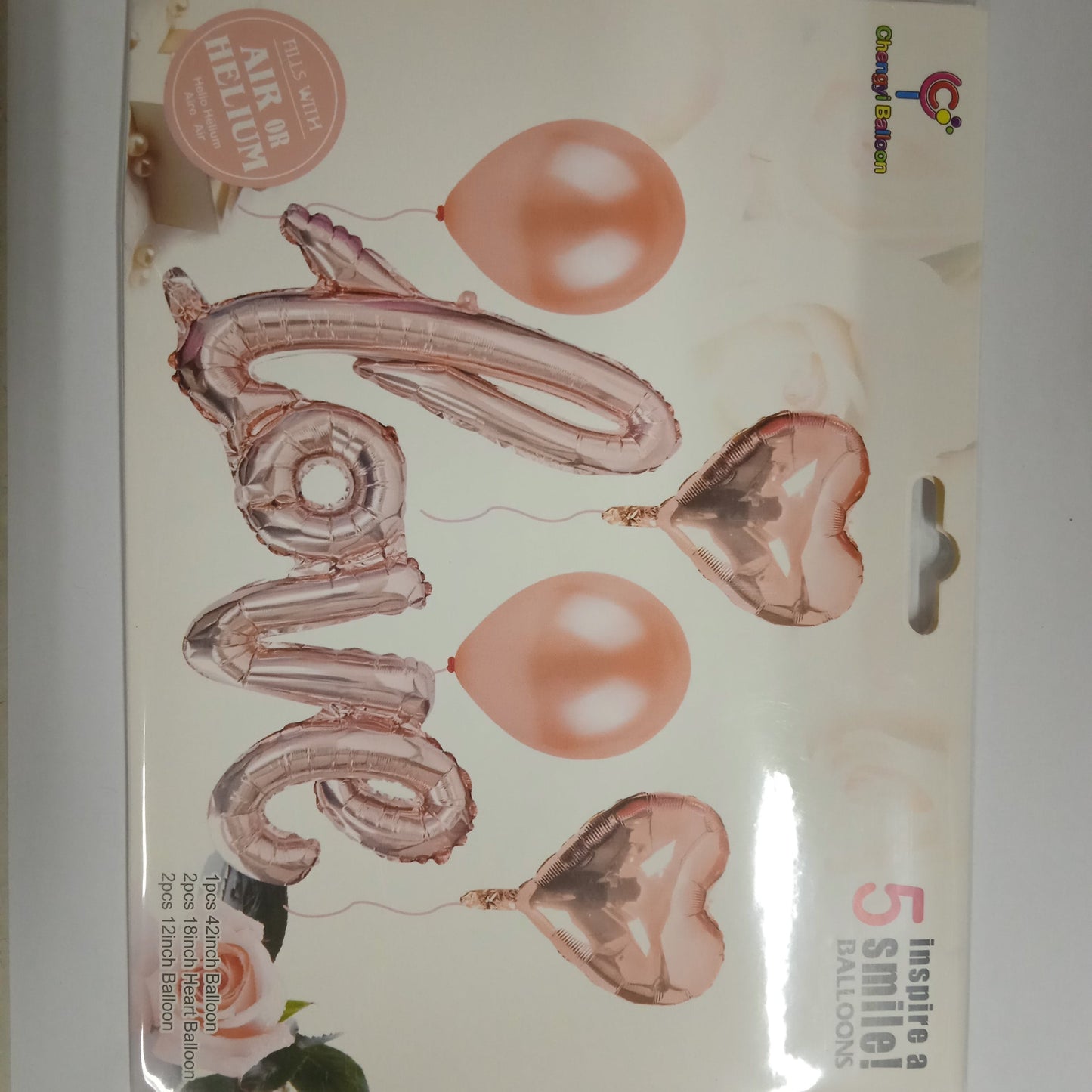 Foil Balloon Set with Love ( Rose Gold )