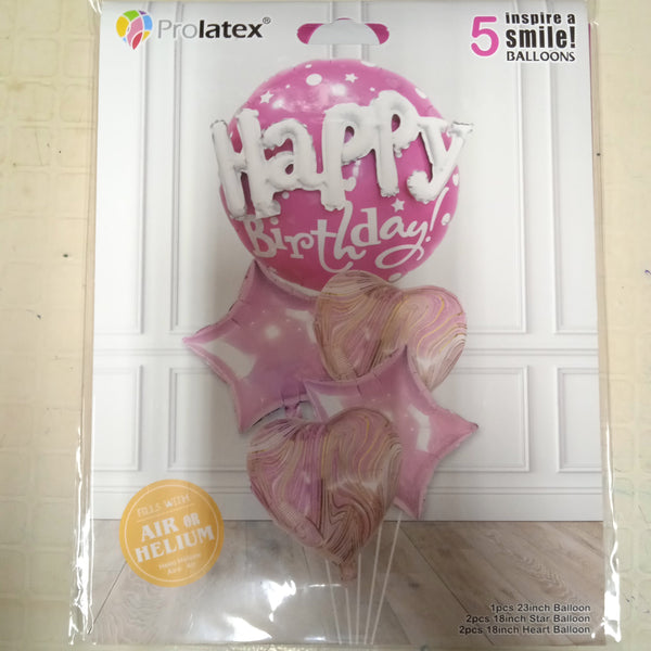 Foil Balloon Set (5in1) Happy Birthday Embossed