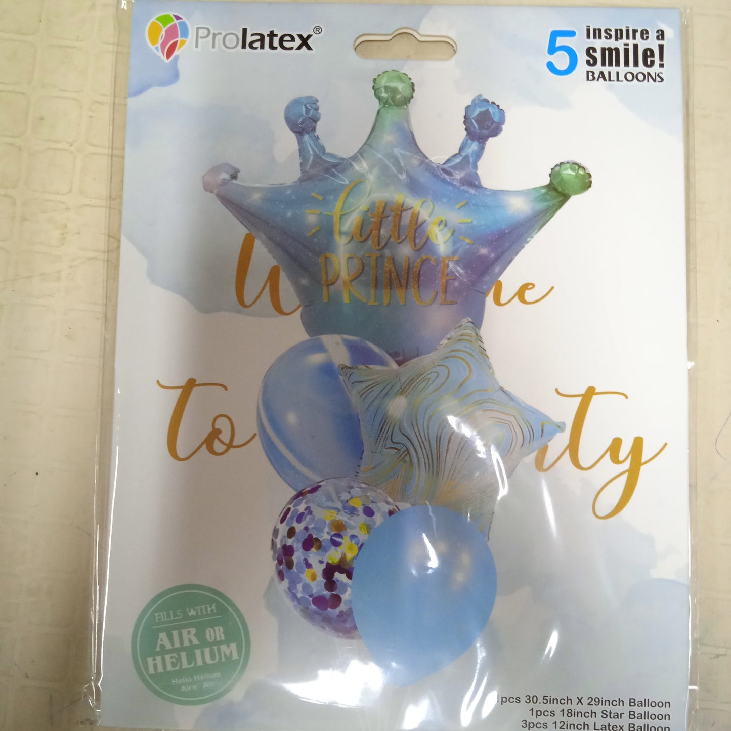 Foil Balloon Set (5in1) Royal Crown Marble